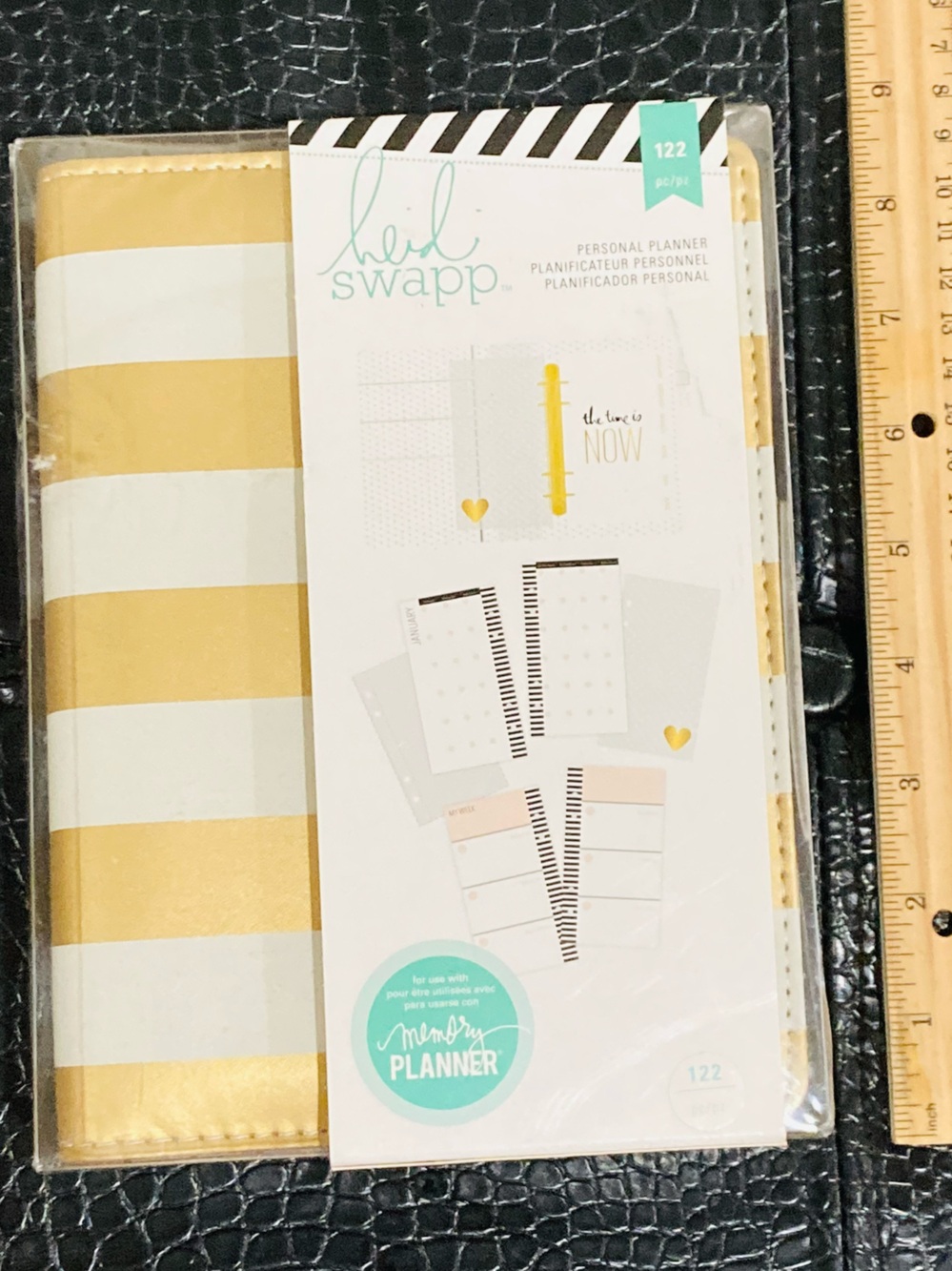 NWT Heidi Swapp Gold and White Stripe Personal Planner 122 pages